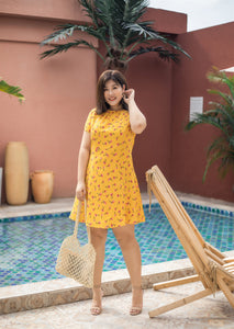 Ditsy Floral Tea Dress in Yellow