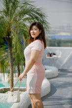 Load image into Gallery viewer, plus size modern cheongsam qipao in pink with lace overlay
