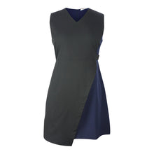 Load image into Gallery viewer, Plus size black and navy colour block sleeveless A-line dress
