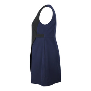 Alexa Asymetric Colour Block Dress in Black & Navy 