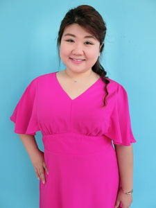 Cape Dress in Fuchsia