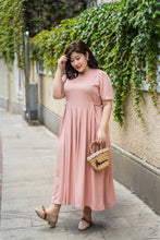 Load image into Gallery viewer, plus size pink maxi dress with side ties
