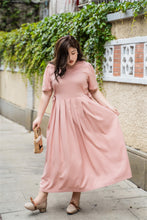 Load image into Gallery viewer, plus size pink maxi dress with side ties
