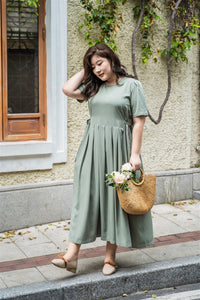 plus size green maxi dress with side ties 