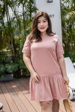 Load image into Gallery viewer, plus size pink drop waist dress with lace detail
