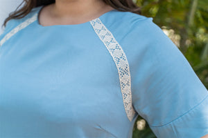 Galle Lace Dress in Powder Blue