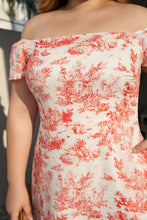 Load image into Gallery viewer, Pretty Pastoral Off-Shoulder Dress in Red
