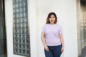 Plus Size Lilac Cotton Lace Top 
