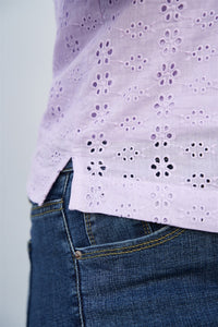 Esty Cotton Lace Top in Wisteria