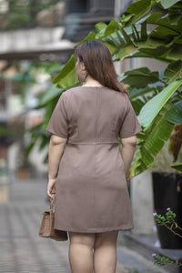 Bouton A-line Dress in Taupe