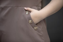 Load image into Gallery viewer, Bouton A-line Dress in Taupe
