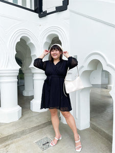 Deborah Dobby Party Dress in Black