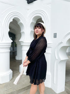 Deborah Dobby Party Dress in Black