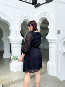 Deborah Dobby Party Dress in Black