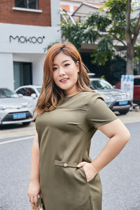 Megan Shift Dress in Khaki