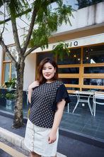 Load image into Gallery viewer, plus size black and white graphic fluttersleeve tee 
