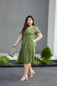 Chiara Vintage Tea Dress in Matcha