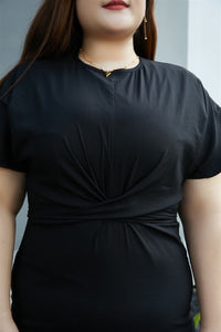 Kyra Front Knot Dress in Black