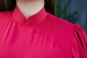 Sarah Satin Cheongsam in Scarlet