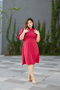 Sarah Satin Cheongsam in Scarlet