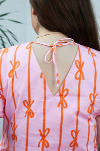 Ribbon Midi Dress in Pink