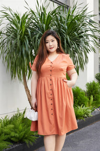 Chiara Vintage Tea Dress in Pumpkin