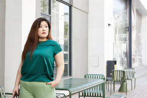 Paige Satin Top in Emerald